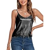 VIDUSSA Womens Tank Tops V Neck Sparkle Cami Top Sleeveless Shirts Blouses