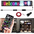 FAHKNS Programmable LED Sign Matrix Panel, Flexible Huge Bright Advertising Scrolling LED Sign, Bluetooth App Control LED Sign for Car Shop Store Advertising Party Bar, 19''x5''