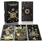 ACELION Original Tarot Card Set with Guide, 78 Pieces of Tarot Cards with Gold foil on The Surface, Fortune-Telling Game, Tarot for Beginners