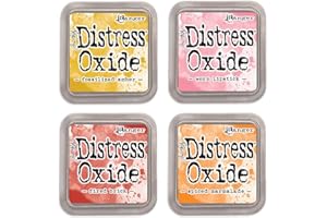 Ranger Tim Holtz Distress Oxide Ink Pads - Fossilized Amber, Worn Lipstick, Fired Brick and Spiced Marmalade