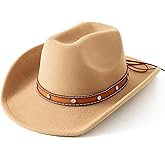 JOYEBUY Kids Cowboy Hat for Girls Boys Western Cowgirl Hat with Buckle Belt Unisex Wide Brim Fedora Hat