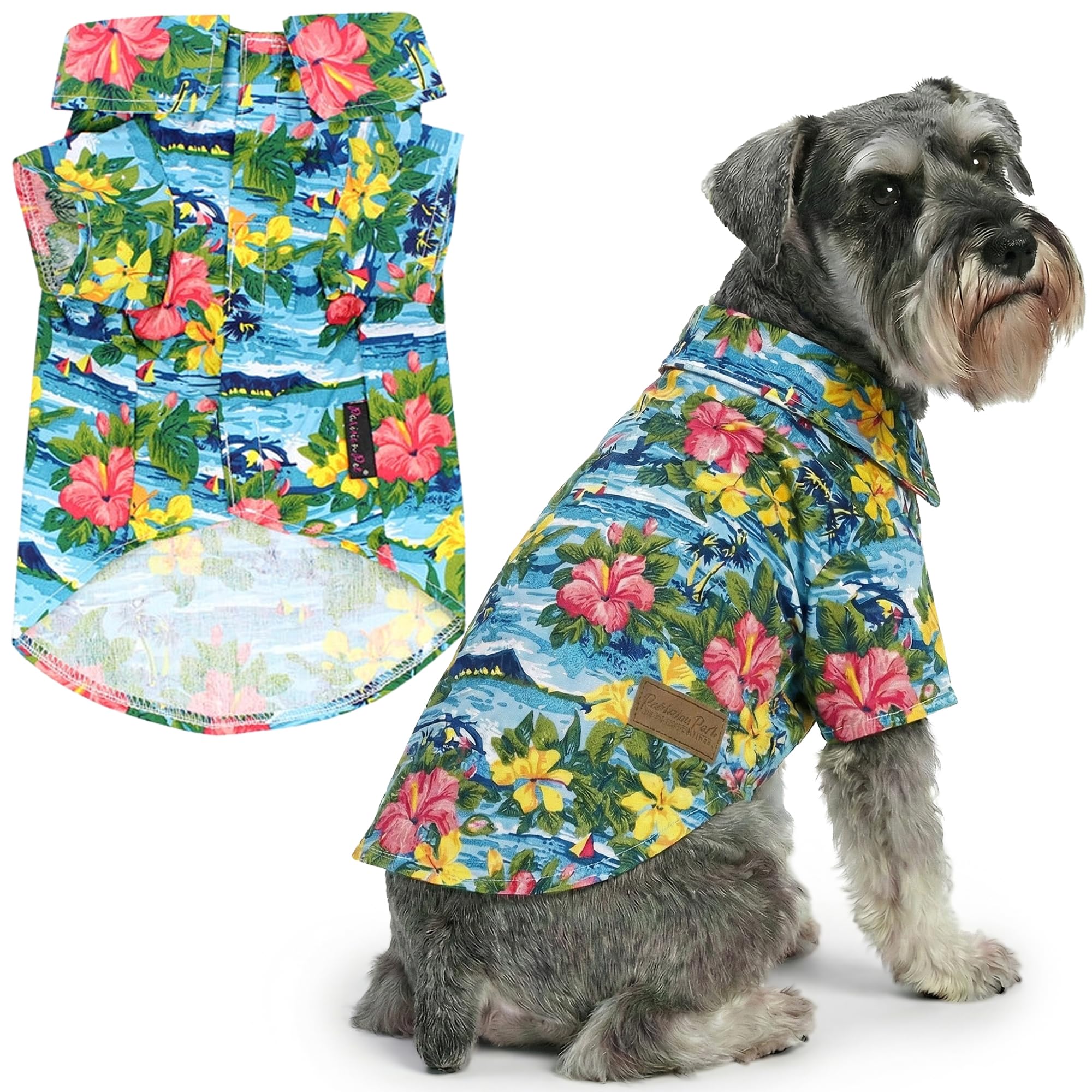 Parisian Pet Dog Summer Camp Hawaiian Flower Tropical Polo Shirt, 2XL