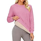 Cavva Women's Sherpa Lined Sweatshirts Long Sleeve Crewneck Casual Fleece Pullover Thermal Thick Tops Winter Warm