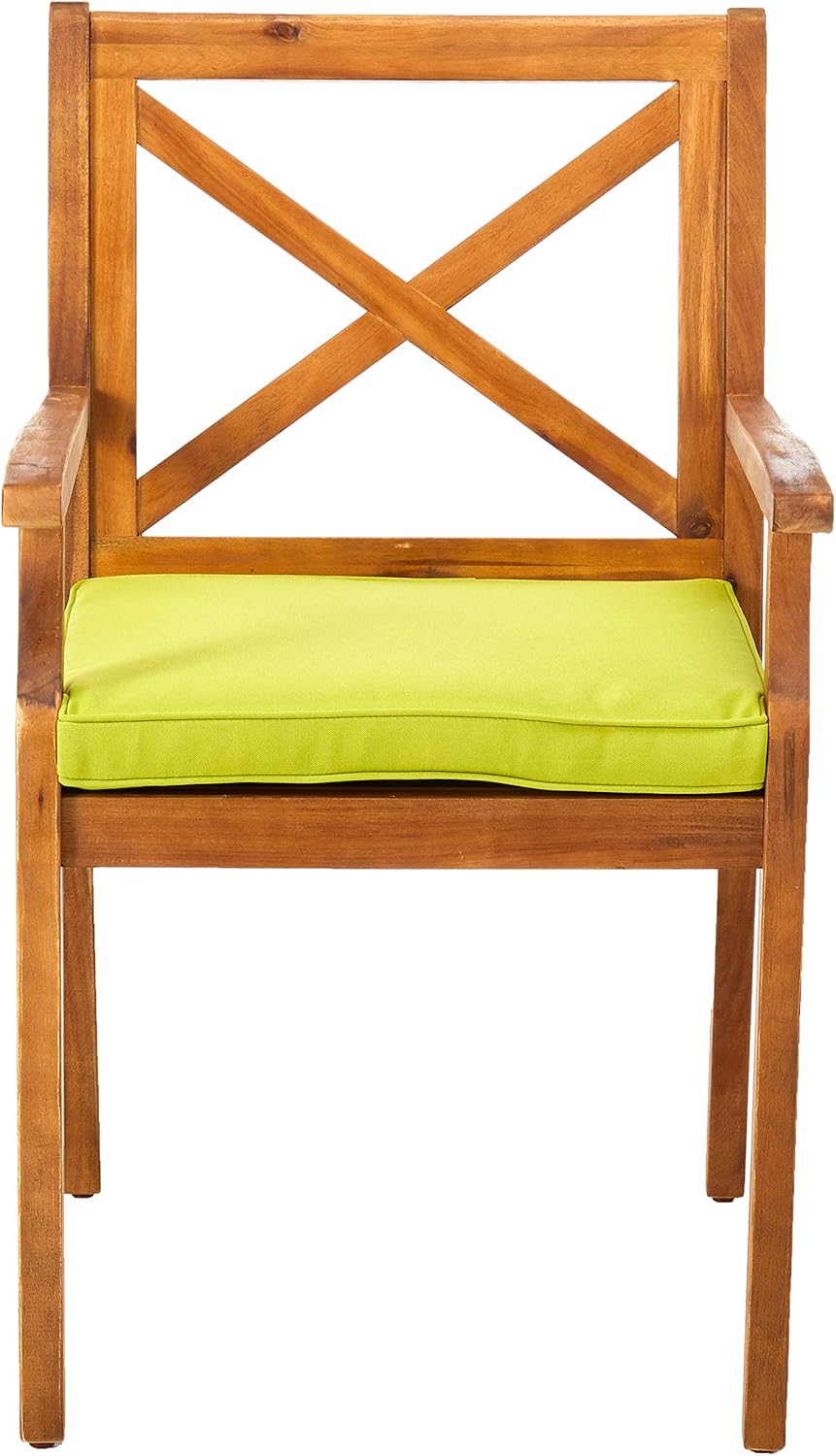 Christopher Knight Home 304683 Peter | Outdoor Acacia Wood Dining Chair Set of 2, Teak/Green Cushion : Garden & Outdoor