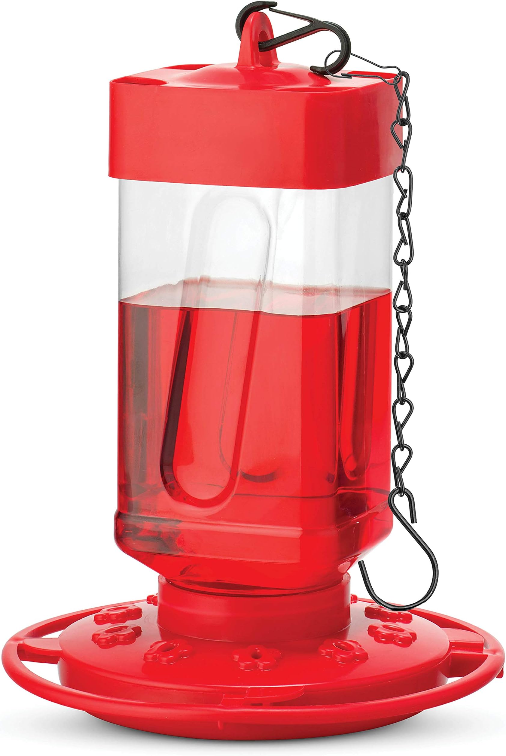 Hummingbird Feeder 32 oz. Plastic Hummingbird Feeders for Outdoors - Humming Bird Feeders - Perch with 10 Feeding Ports - Wide Mouth for Easy Filling/2 Part Base for Easy Cleaning