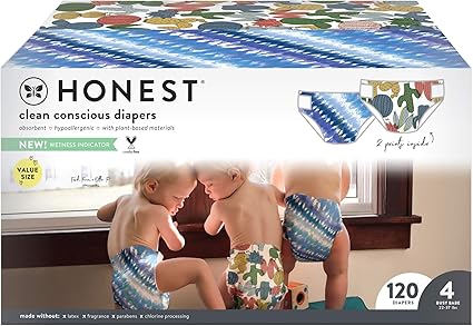 Amazon Com The Honest Company Super Club Box Clean Conscious Diapers Tie Dye For Cactus Cutes Size 4 120 Count Packaging May Vary Health Personal Care