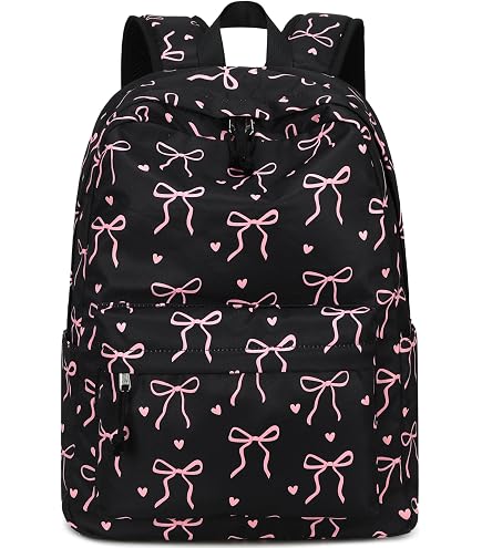 Pretty Pink Bows Coquette Ribbon Backpack Faux Leather Bottom Laptop Tech Sleeve Girls Travel 16