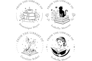 Easycosy Personalized Book Embosser Custom Seal Embosser Stamp Stickers Customized Library Embosser with Name, Logo for Weddi