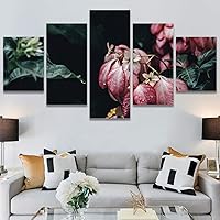 SIGNWIN 5 Panel Canvas Wall Art Pink Fields for Home Decorations Ready to Hang - 60