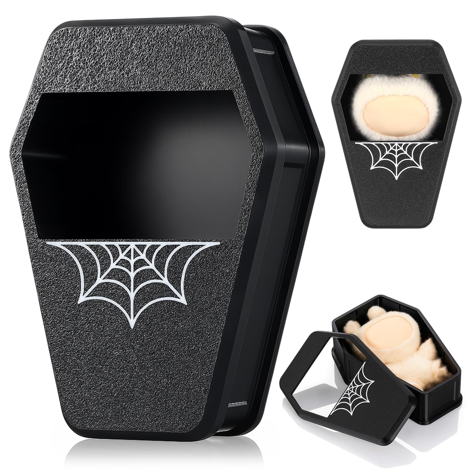 Photo 1 of Simgoing Halloween Doll Display Box Halloween 17cm Doll Accessories Coffin Case with Lid for 17cm Dolls Holiday Dress Outfit Goth Black Display Organizer Gifts for DIY Dress-up Lovers & Collectors