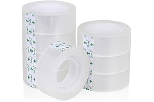 DOAY 8 Rolls Easy Tear Transparent Tape Refills - Gift Wrapping Tape for Dispensers - Crystal Clear, Effortless Tear, Strong Adhesion - Invisible Tape 3/4 in x 1000 in for Office, School, Home