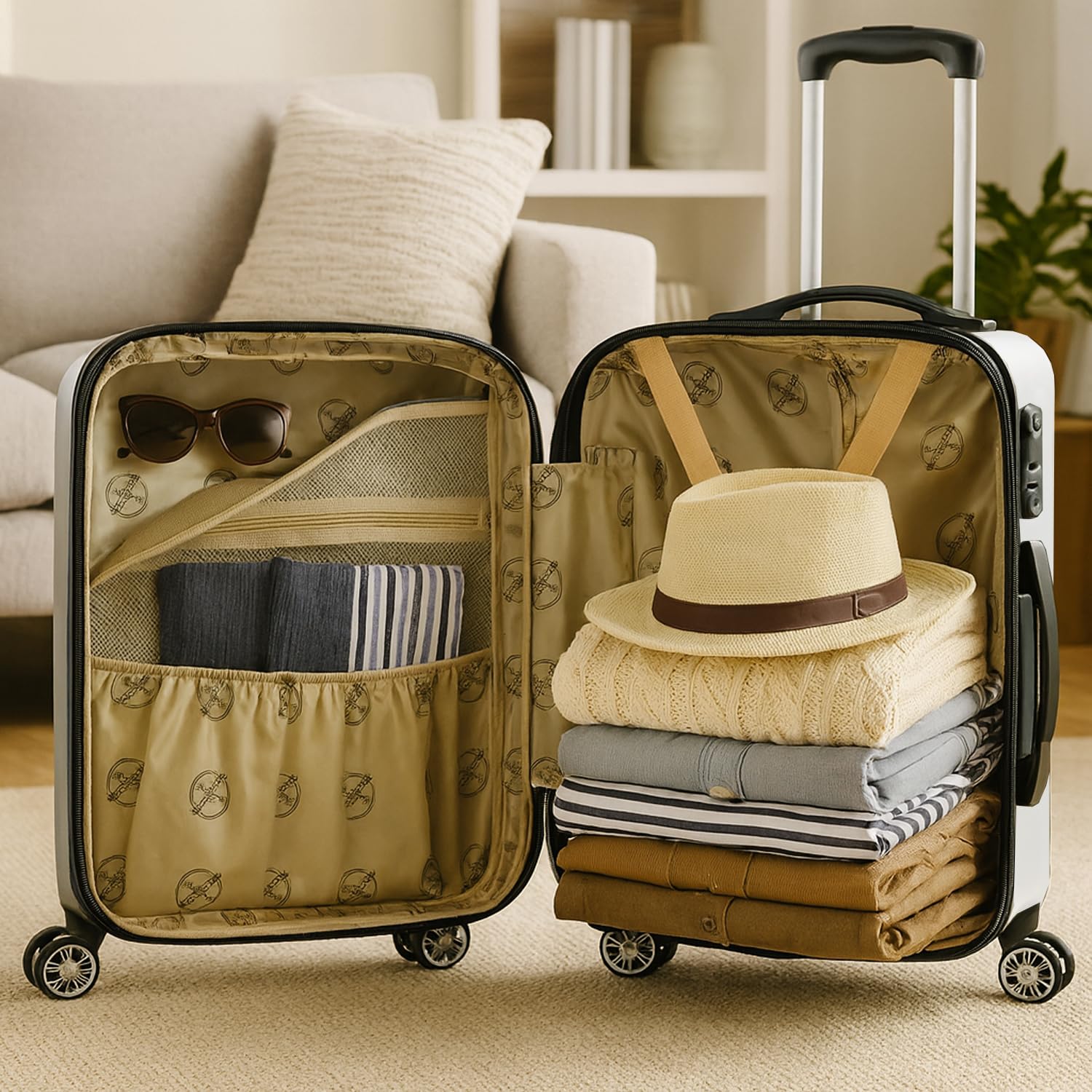 World Traveler Butterfly Polycarbonate Hardside Expandable Spinner Luggage with Enhanced Wheel System, 2-Piece Carry-On Set