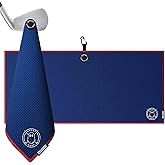 Ghost Golf Magnetic Towel (Caddie) - Premium Ultra-Absorbent Microfiber Golf Towel with Magnet for Golf Carts or Clubs - 18" x 40" Golfing Gear - Waffle Weave Pattern (Blue)