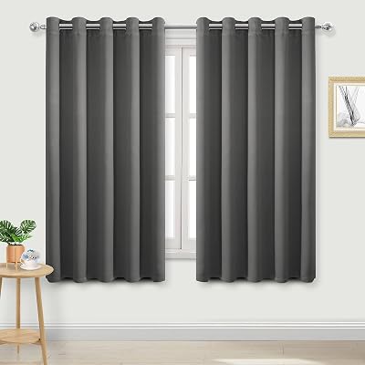 DWCN Blackout Curtains 66x72 Dark Grey 2 Panels Thermal Insulated Eyelet