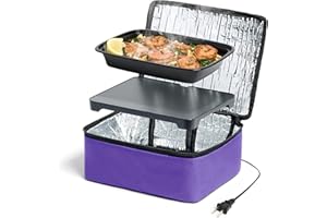 HOTLOGIC Mini Portable Electric Lunch Box Food Heater - Innovative Food Warmer and Heated Lunch Box for Adults Car/Home - Easily Cook, Reheat, and Keep Your Food Warm - Purple (120V)