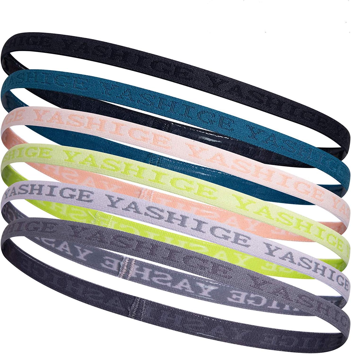 6 Pack Elastic Skinny Headbands Non-Slip Silicone Mini Sports Hairbands for Women Fitness