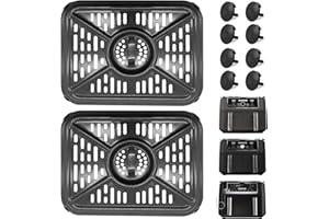 GWYXC Air Fryer Grill Pan for Ninja Foodi DZ401 DZ550 10QT DualZone Air Fryers, Replacement Air Fryer Crisper Plate Grill Plate Tray Accessories with Rubber Bumpers, Dishwasher Safe