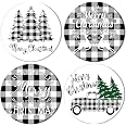 Whaline 6Pcs Christmas Coasters With Metal Holder Vintage