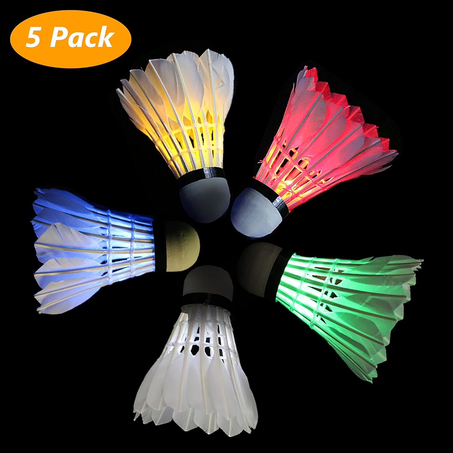 Philonext 5 Pack LED Badminton Shuttlecocks, LED Sports Training