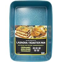 casaWare 15 x 10 x 3-Inch Ultimate Series Commercial Weight Ceramic Coated Non-Stick Lasagna/Roasting Pan (Blue Granite)