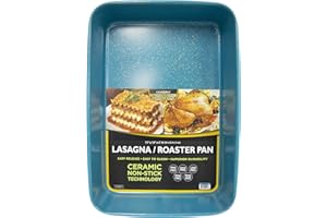 casaWare 15 x 10 x 3-Inch Ultimate Series Commercial Weight Ceramic Coated Non-Stick Lasagna/Roasting Pan (Blue Granite)