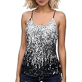 Sequin Cami Tops for Women Strappy Sparkly Women’s Tank Party Glitter Shirts