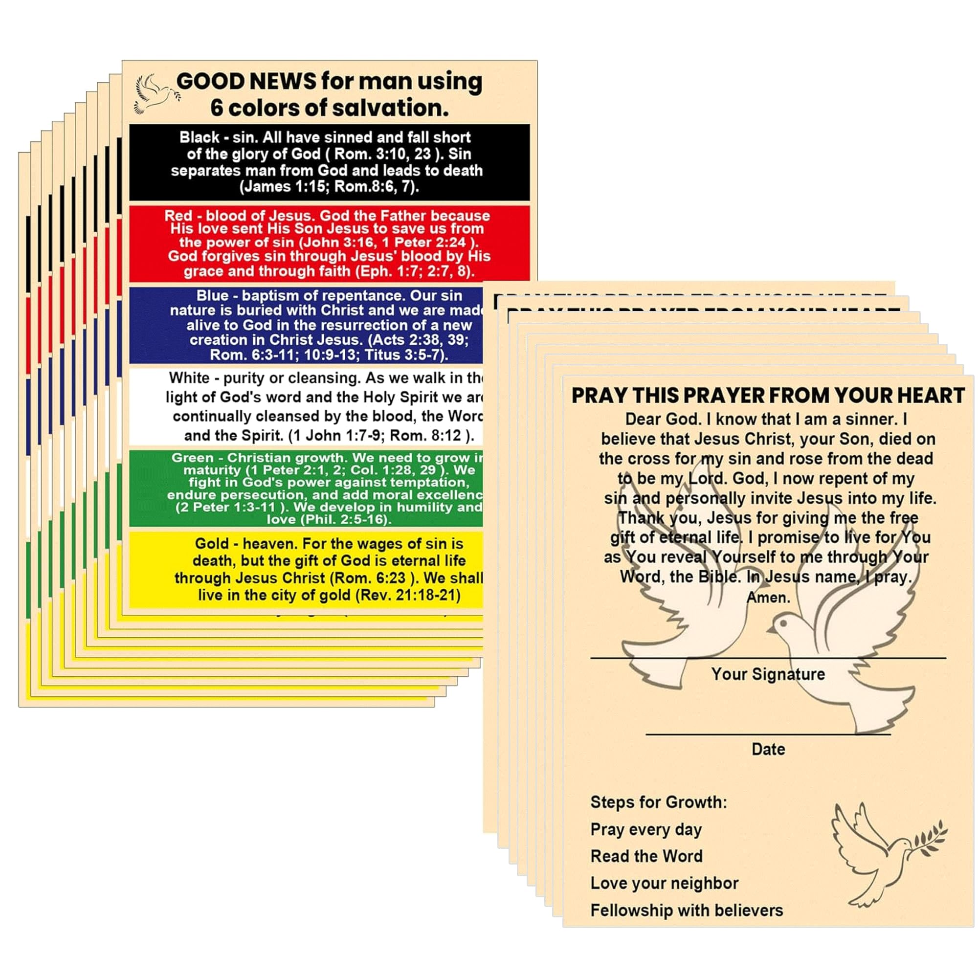 Plan of Salvation Card Prayer Cards 100 Pcs Tracts Pocket Holy Postcards - Christian Inspirational Bible Verses for Men, Women, Teens, 4.7 x 3.5 Inch