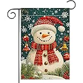 Winter Snowman Snowflake Garden Flag 12x18 Inch Double Sided Christmas Yard Outdoor Flag House Holiday Outside Decoration