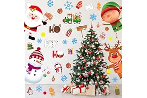 FENKYSOIX Christmas Classroom Door Decorations Large Christmas Wall Stickers Decals Removable Snowman Santa Reindeer Elf Xmas School Office Bedroom Wall Decoration with Snowflake Merry Xmas Holiday Decor