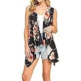 Made By Johnny Women’s Lightweight Sleeveless Cardigan – Draped Open Front Vest with Asymmetrical Hem