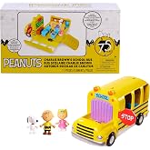 PEANUTS Charlie Brown's Interactive School Bus Toy | 11-pieces, Includes Charlie Brown, Sally, and Snoopy Figures, Ages 3 and Up, Toy for Fans, Boys, Girls, Kids