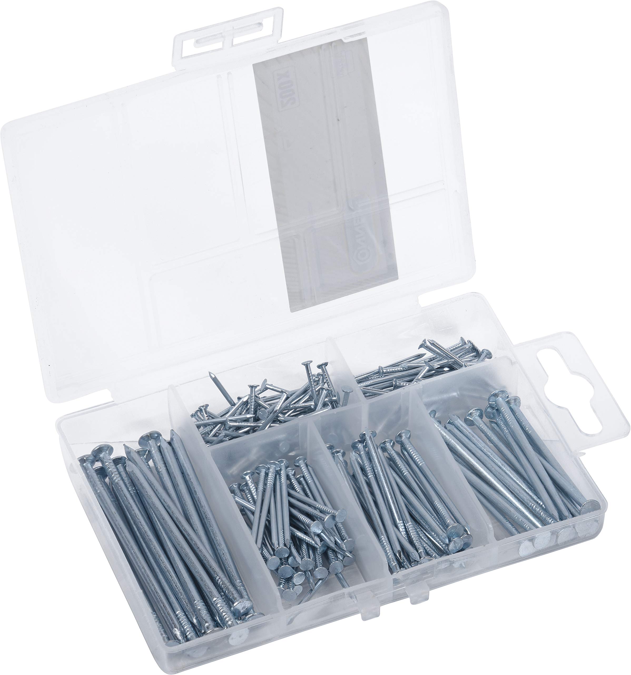 Connex DP8500101 Nail Assortment 200 Pieces – Various Sizes – Recessed – Pre-Sorted in Practical Plastic Box – Suitable for Home, Hobby & Workshop/Assortment Box/Assortment Box — image 1
