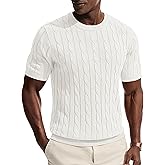PJ PAUL JONES Mens T-Shirts Crewneck Tee Shirt Cable Knit Tee Short Sleeve Texture T Shirt