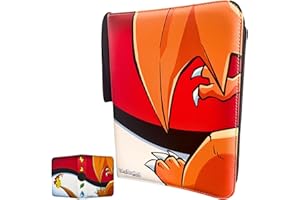EMPIRE MERCANTE PokeRealmz Trading Card Binder 4 Pocket 400 Card Holder with 50 Removable Sleeves Made With Leather, Zipper and Wrist Band Great Gift For Kids As Card Storage