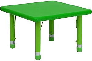 EMMA + OLIVER 24" Square Green Plastic Height Adjustable Activity Table