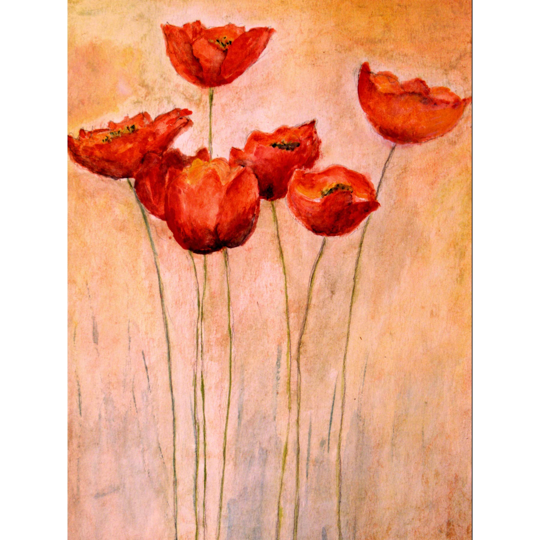 Flower Red Poppies Painting Large Wall Art Print Canvas Premium Poster