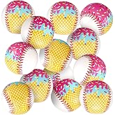 Civaner 12 Pcs Ice Cream Drip Baseball Beach Balls, 7.87 Inch | Inflatable PVC Balls with Sprinkles and Waffle Designs, Summer Pool and Beach Favors, Birthday Decor and Group Game Toys