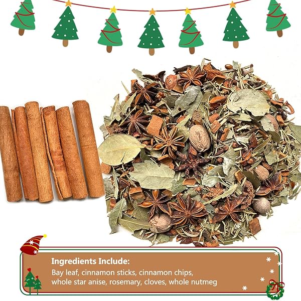 TEEYKUKI NEW FLAVOR MULLING SPICES FOR APPLE CIDER, 5.3OZ(150.0G), MULLING SPICES USED FOR WINE & HOT DRINKS ON CHRISTMAS DAY, GREAT MULLED WINE SPICES, BAY LEAF FLAVOR