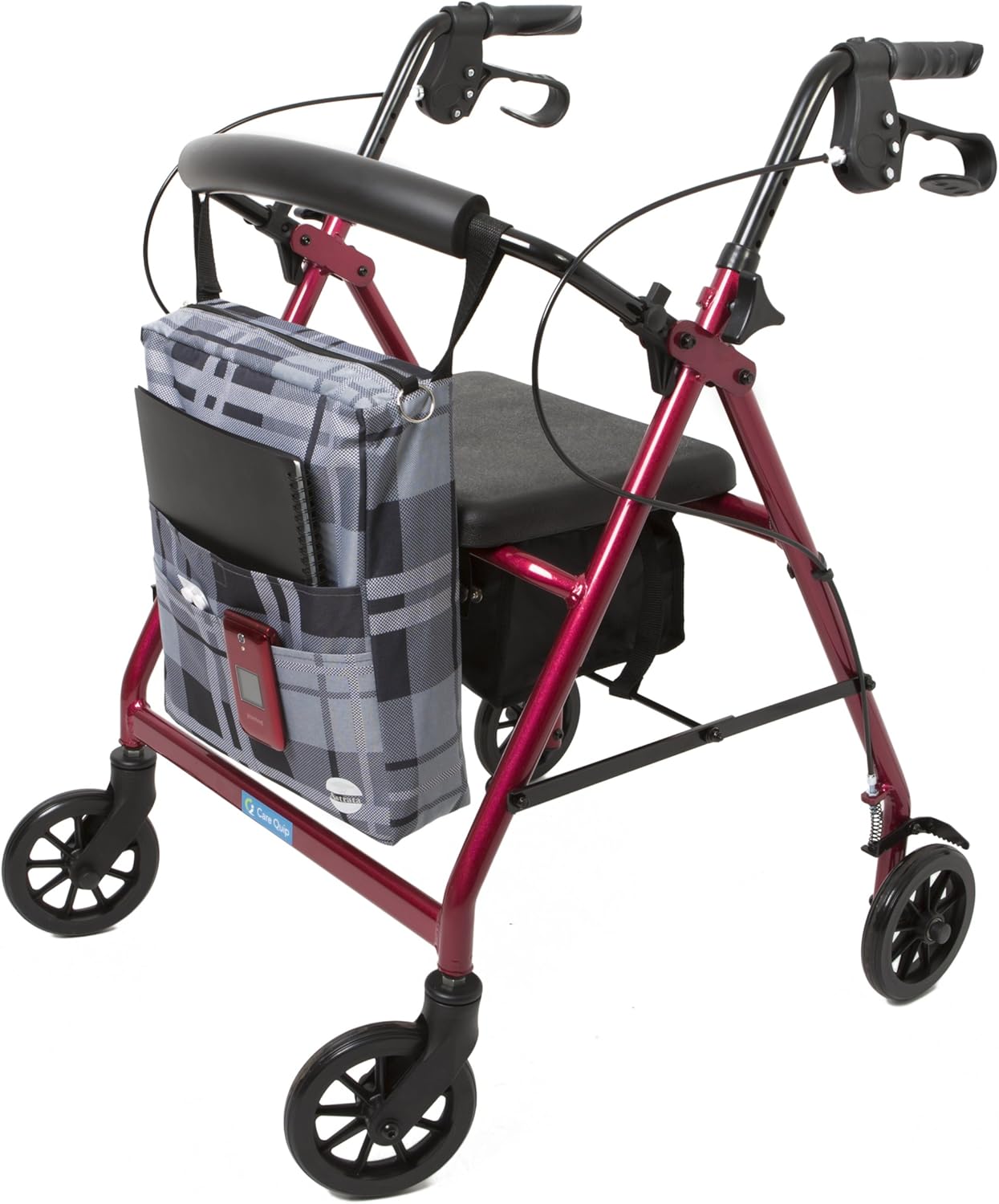 Two Bags Wheelchair Accessories by Astrata - Backpack Storage and Armrest Side Organizer - Lightweight Wheelchair Rollator Walker Bag - Organizers and Storage Travel Items (Gray Tartan): Health & Personal Care
