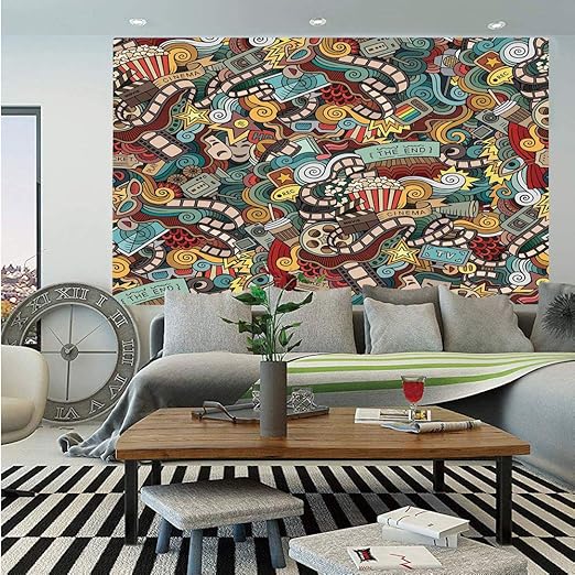 Amazon Com Doodle Huge Photo Wall Mural Cinema Items Combined In