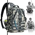 Piscifun Fishing Tackle Backpack with Rod & Gear Holder, Lightweight Outdoor Water-Resistant Fishing Shoulder Storage Bag
