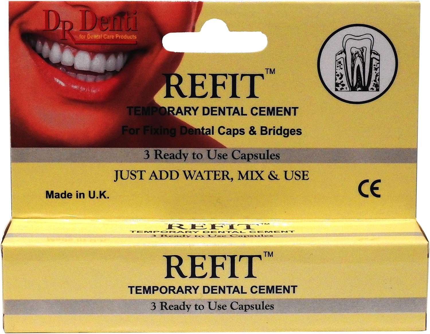 Dr Denti Refit Emergency Temporary Dental Caps Bridges Veneers Tooth Repair Cement - 1 Pack, Light Brown - Image 5
