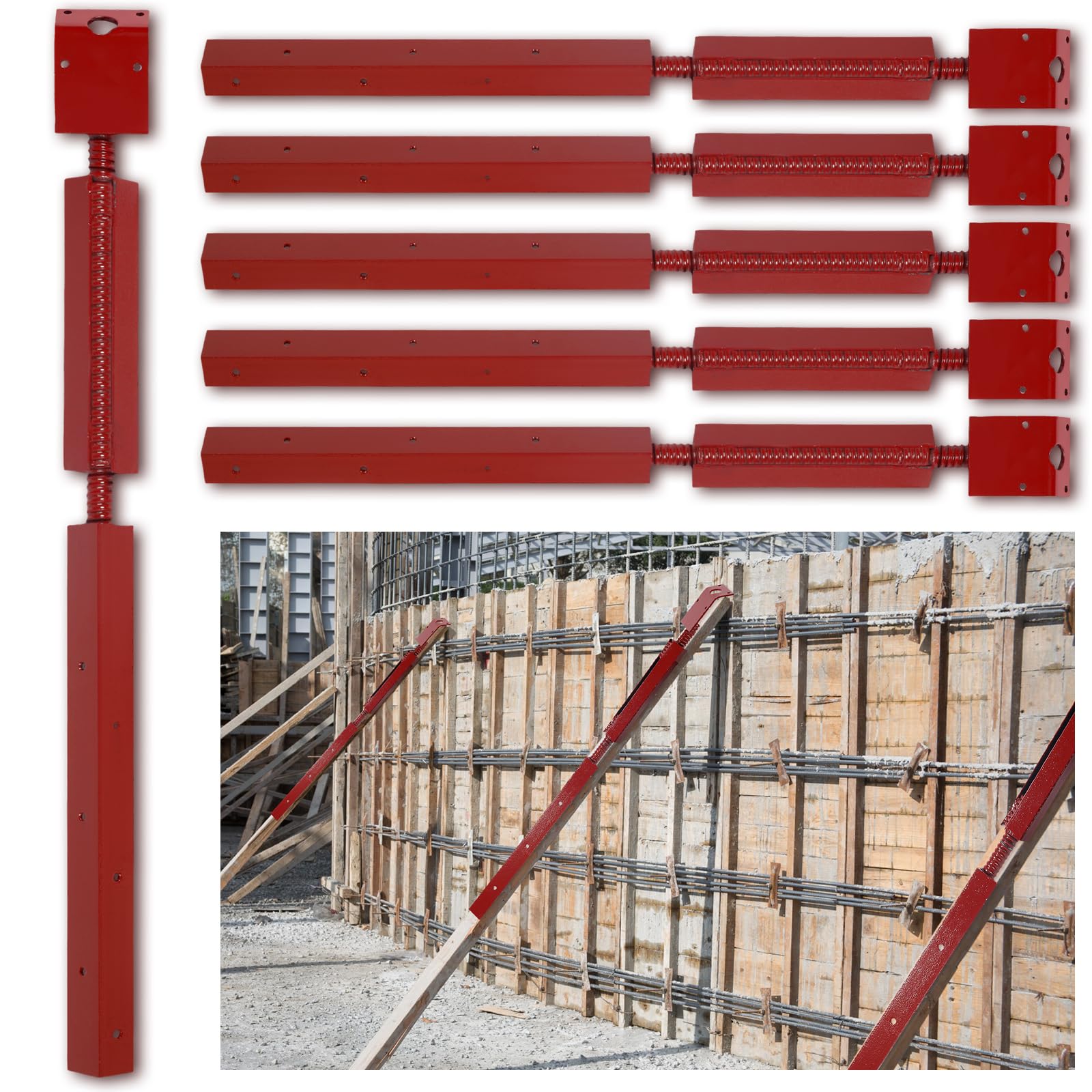 Photo 1 of Blulu 6 Pcs Concrete Turnbuckle Form Aligner 35" - 38.5" Adjustable Length with 5" x 3" Bent Plate Adjustable Wall Brace Form Tube for Concrete Formwork Construction Engineering Tools