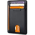 Buffway Slim Wallet for Men Women Minimalist Small Leather Front Pocket Wallets with RFID Blocking and Gifts Box - Bassa Black