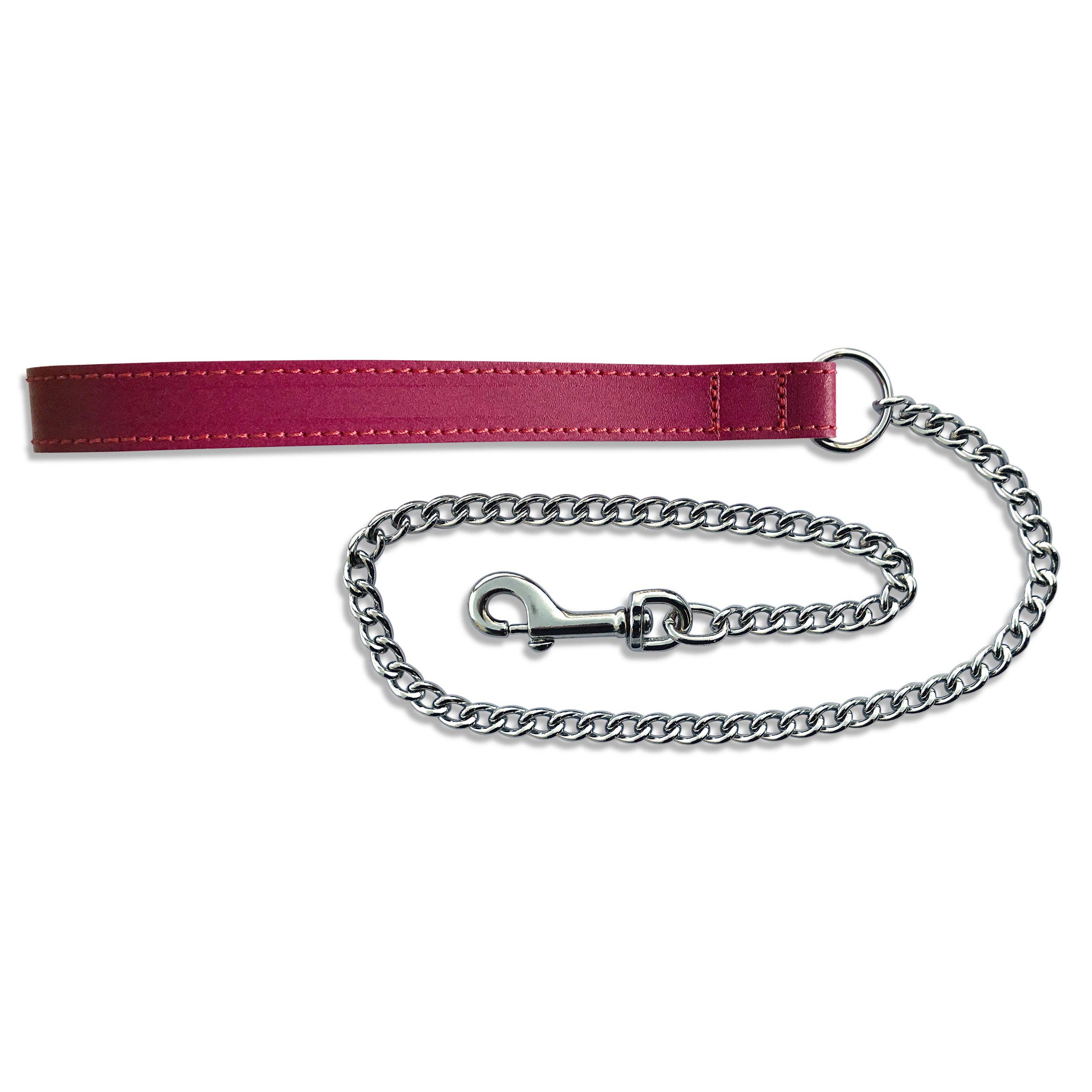 BBD PET PRODUCTS Medium Leather Chain Lead, 30-Inch, Boysenberry โ image 1