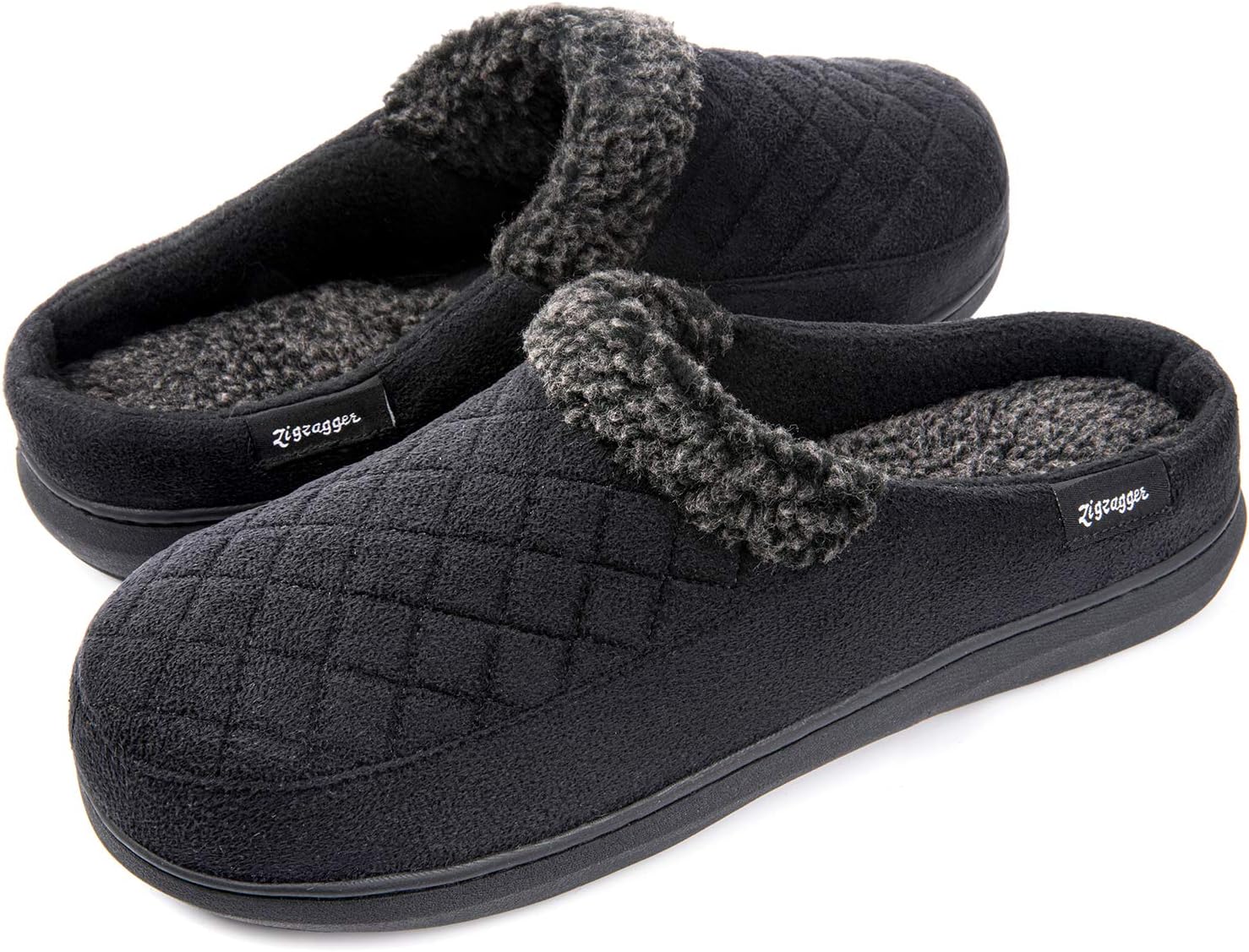 Men's Comfort Suede Fabric Memory Foam Slippers with Plush Fleece Lining
