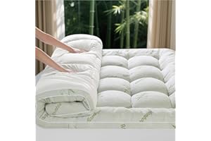Jov5tic Mattress Topper King Size - 1500GSM 3D+7D Down Alternative Fill, Viscose Made from Bamboo Cover, Extra Plush for Back