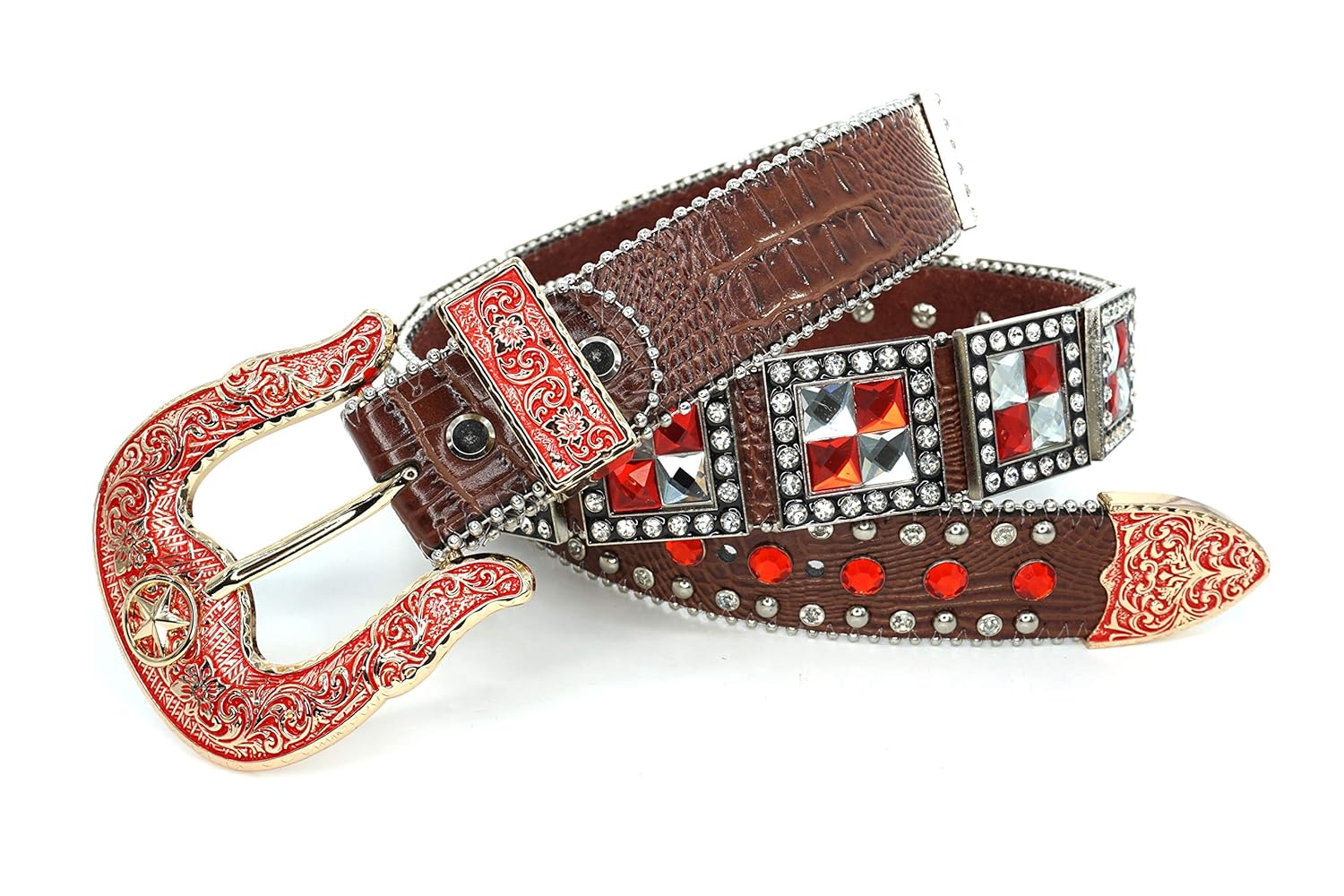 Buy Genuine Leather Western Belt for Men And Women Rhinestones With