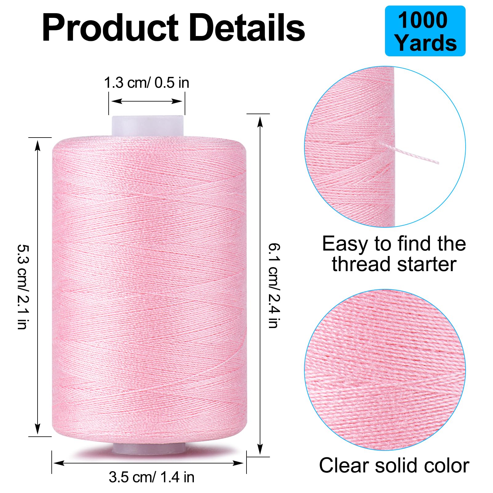 Simthread All Purpose Sewing Thread, 4 Spools Each 1000 Yards of Polyester Threads for Sewing Machine, Sewing Machine Supplies for Beginners, Hand Stitching, Quilting, Serger (2 White+2 Black)