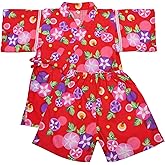 XFDJABC Kids Girls Japanese Kimono Summer 2-Piece Set Short Sleeve 100% Cotton Soft Children's Jinbei Japanese Style Clothing